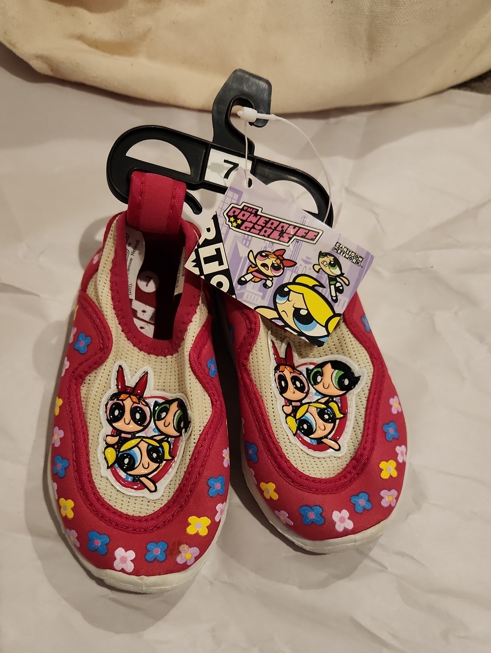 NEW/ VINTAGE Powerpuff Girls Pink Floral Slip-On Kids Shoes Sz 7